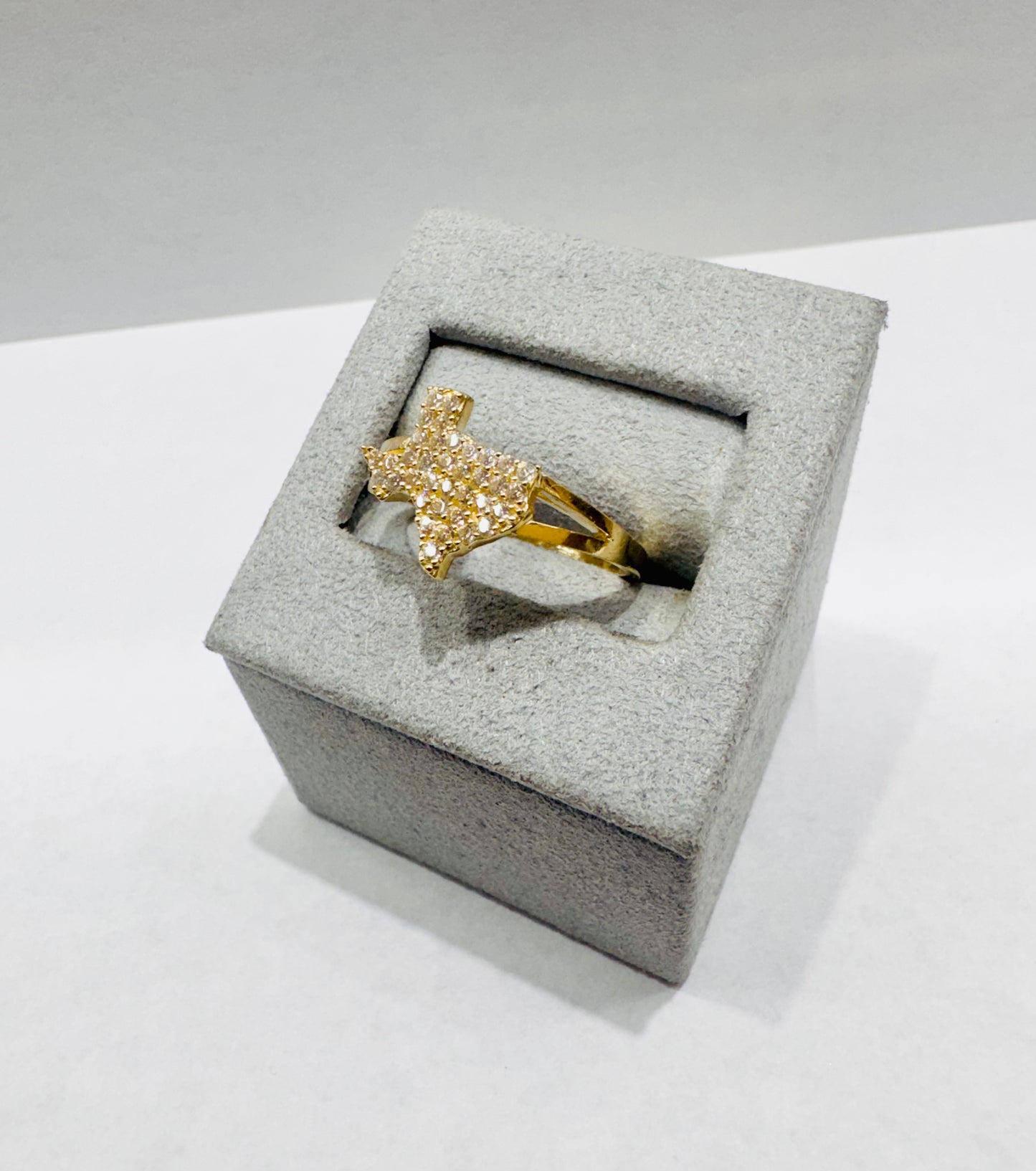 10K GOLD CZ TEXAS RING, SIZE: 8, WEIGHT: 2.8gm