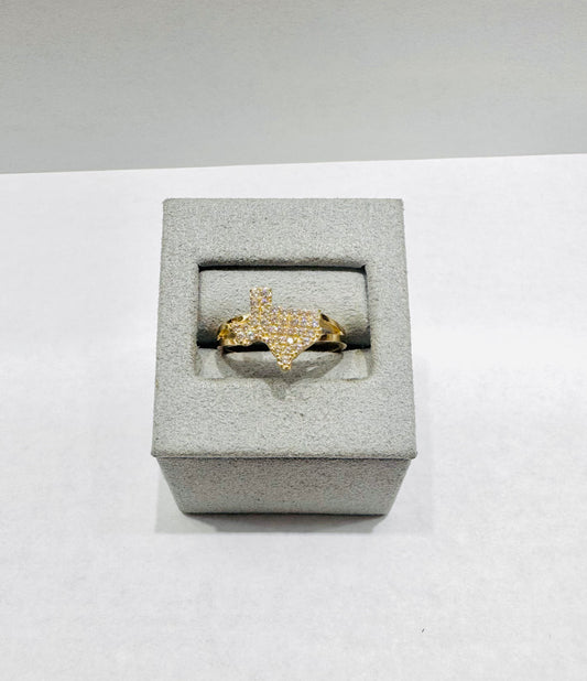 10K GOLD CZ TEXAS RING, SIZE: 8, WEIGHT: 2.8gm