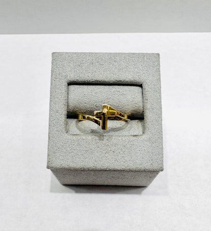10K GOLD CROSS RING, SIZE: 7, WEIGHT: 1.2gm