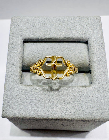 10K GOLD CROSS RING, SIZE: 7, WEIGHT: 1.1gm