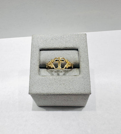 10K GOLD CROSS RING, SIZE: 7, WEIGHT: 1.1gm
