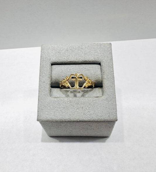 10K GOLD CROSS RING, SIZE: 7, WEIGHT: 1.1gm