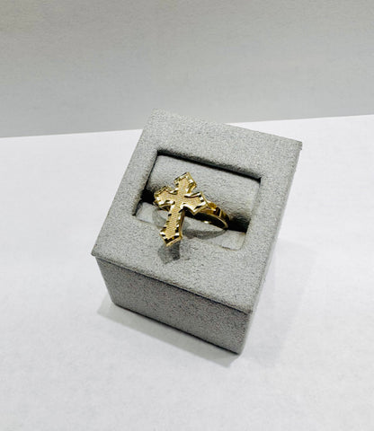 10K GOLD CROSS RING, SIZE: 7.5, WEIGHT: 1.7gm