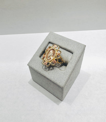 10K GOLD TRICOLOR VIRGIN MARY RING CZ STONES, SIZE: 6.5, WEIGHT: 3.6gm