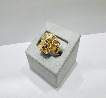 10K GOLD MEDUSA HEAD RING, SIZE: 9, WEIGHT: 3.6gm