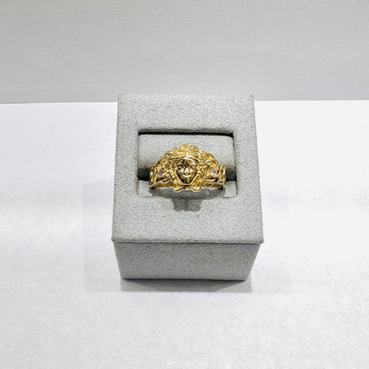 10K GOLD MEDUSA HEAD CUBAN BAND RING, SIZE: 9, WEIGHT: 3gm