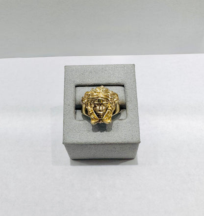 10K GOLD MEDUSA HEAD RING, SIZE: 9, WEIGHT: 3.6gm