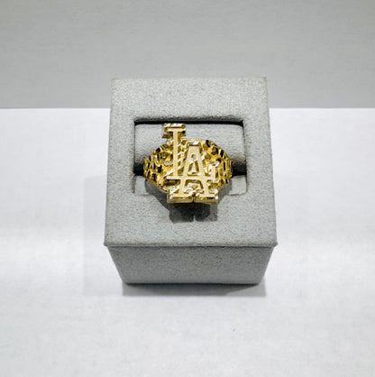 10K GOLD SMALL “LA” NUGGET RING, SIZE: 11, WEIGHT: 3.1gm