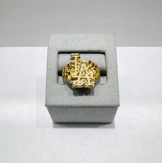 10K GOLD SMALL “LA” NUGGET RING, SIZE: 11, WEIGHT: 3.1gm