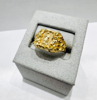 10K GOLD NUGGET VIRGIN MARY RING, SIZE: 12.5, WEIGHT: 2.6gm