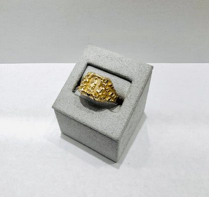 10K GOLD NUGGET VIRGIN MARY RING, SIZE: 12.5, WEIGHT: 2.6gm