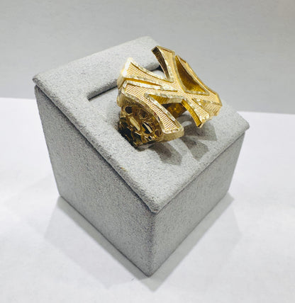 10K GOLD BIG “NY YANKEES” NUGGET RING, SIZE: 9, WEIGHT: 5.3gm