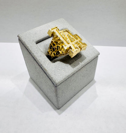 10K GOLD BIG “LA” NUGGET RING, SIZE: 11, WEIGHT: 4.6gm