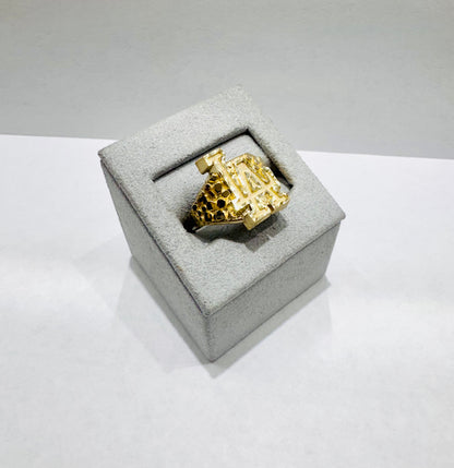 10K GOLD SMALL “LA” NUGGET RING, SIZE: 11, WEIGHT: 3.1gm