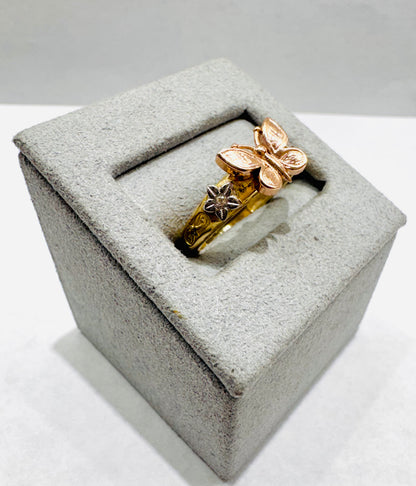 10K GOLD TRICOLOR BUTTERFLY RING, SIZE: 7, WEIGHT: 2.1gm