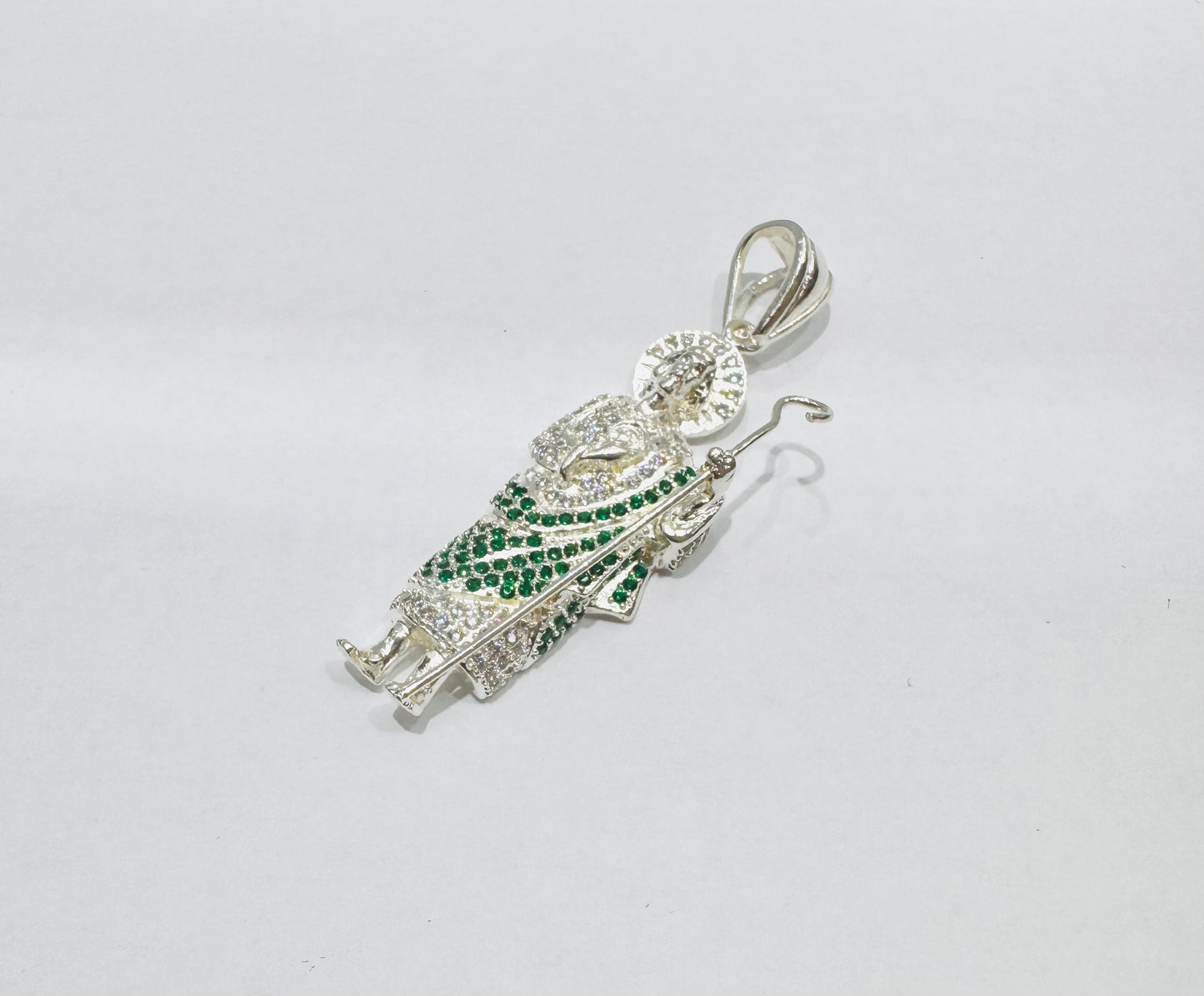 SILVER MEDIUM SIZE SAINT JUDE CZ PENDANT, WEIGHT: 15.6gm