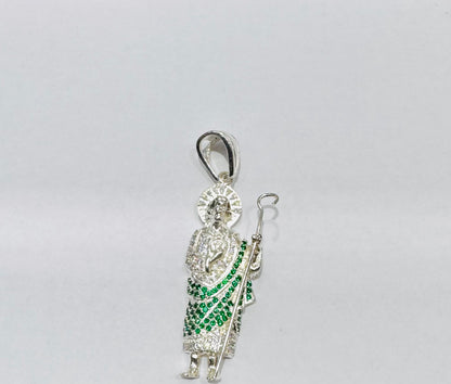 SILVER MEDIUM SIZE SAINT JUDE CZ PENDANT, WEIGHT: 15.6gm