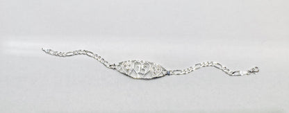 SILVER QUINCEANERA FIGARO LINK BRACELET 7”, WEIGHT: 6.6gm