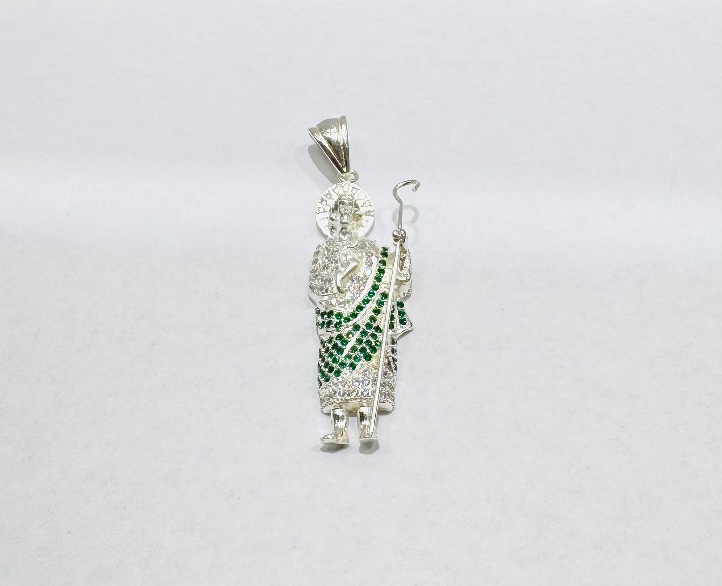SILVER MEDIUM SIZE SAINT JUDE CZ PENDANT, WEIGHT: 15.6gm