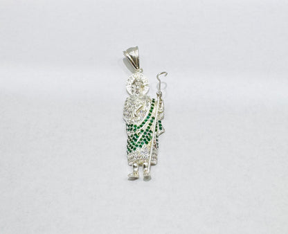 SILVER MEDIUM SIZE SAINT JUDE CZ PENDANT, WEIGHT: 15.6gm