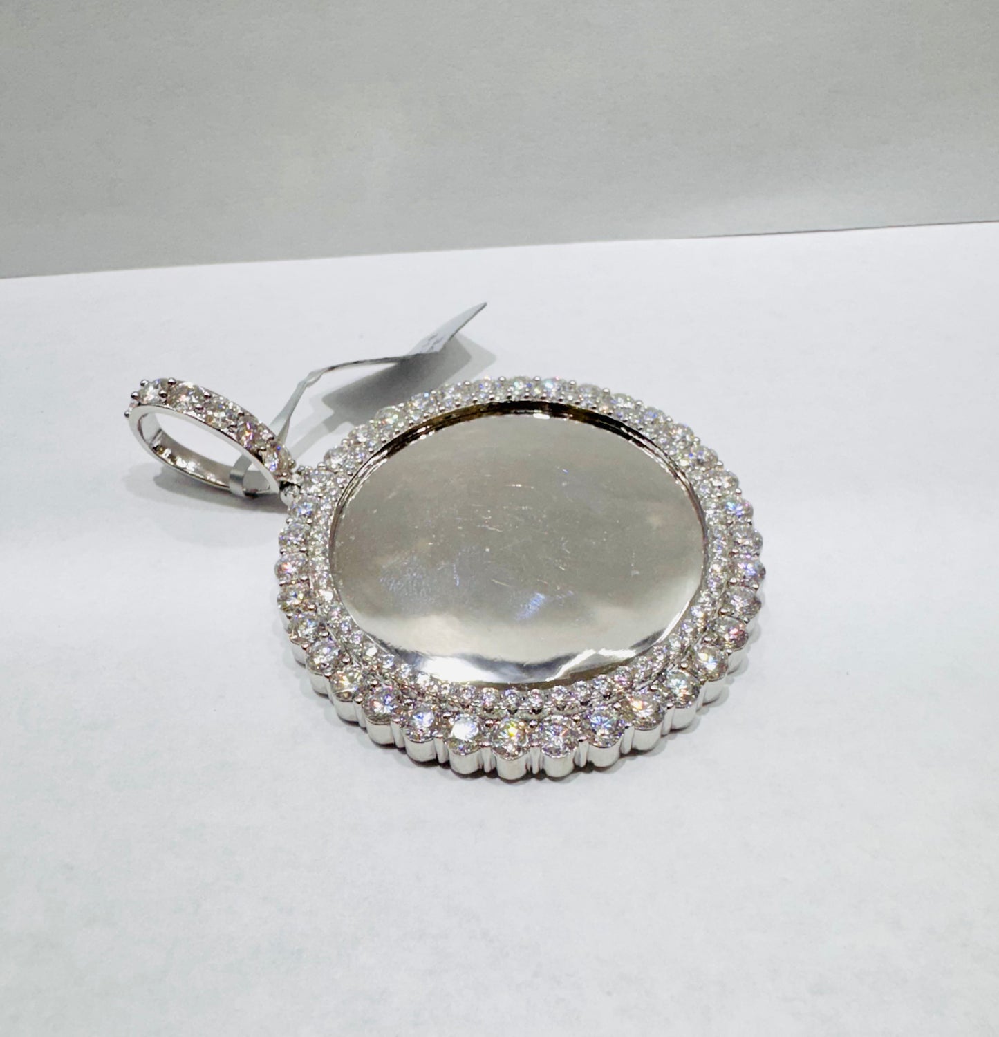 SILVER MOISSANITE MEMORY PENDANT VVS 11.44ctw