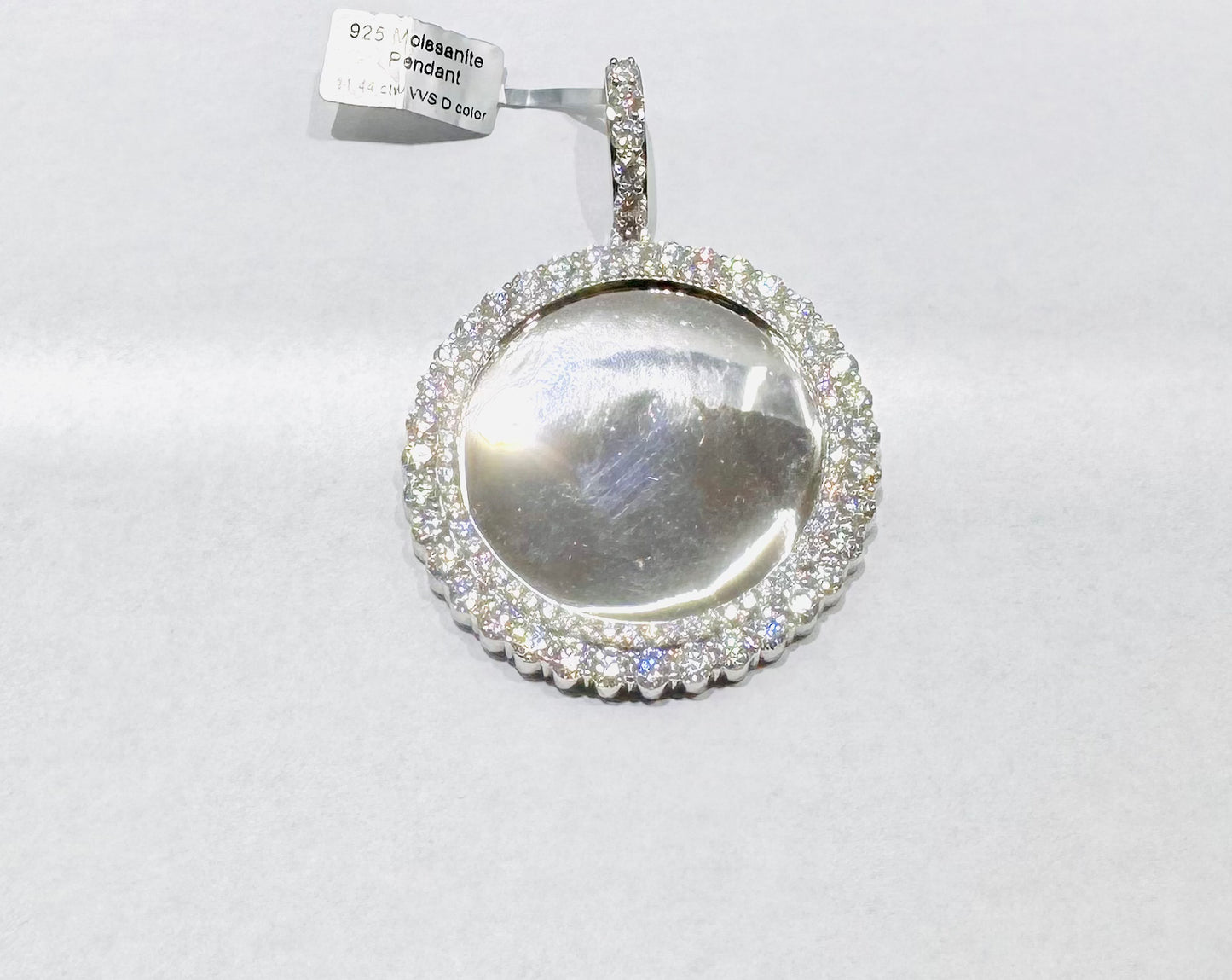 SILVER MOISSANITE MEMORY PENDANT VVS 11.44ctw