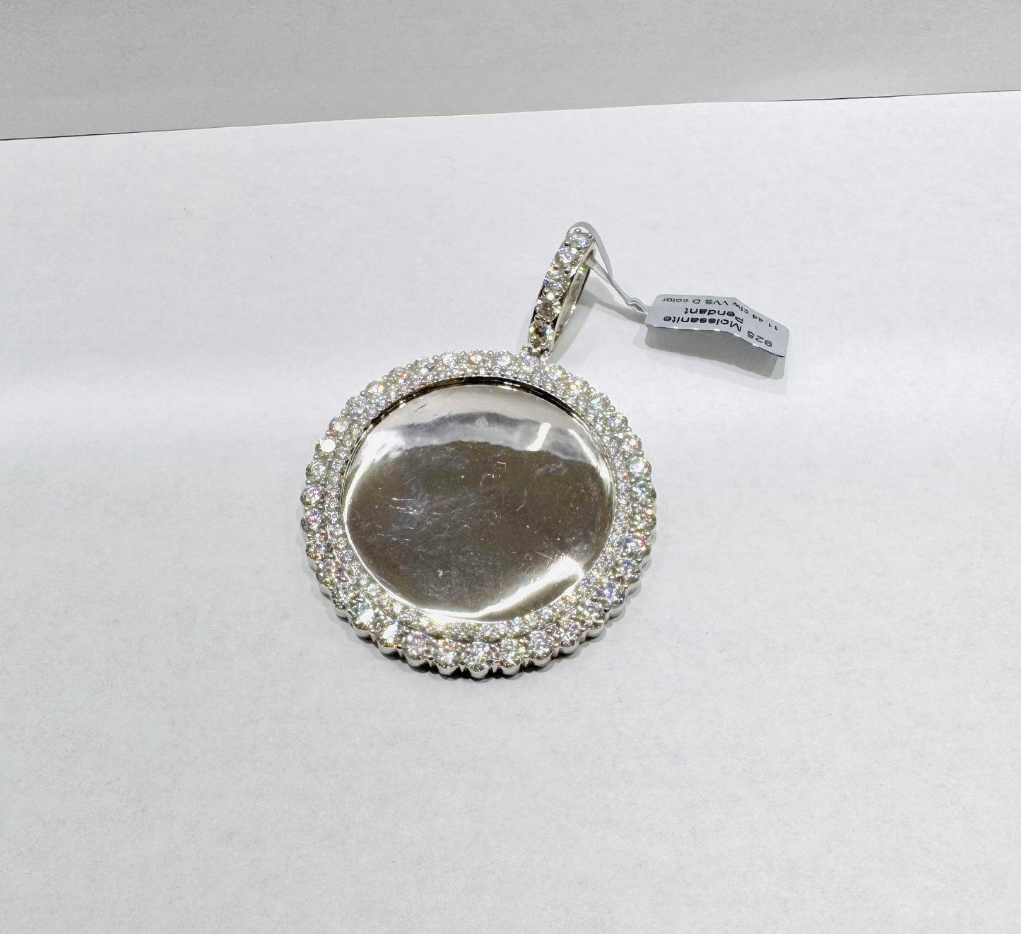 SILVER MOISSANITE MEMORY PENDANT VVS 11.44ctw