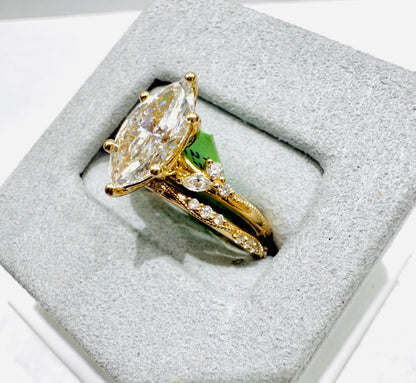14K GOLD LAB GROWN DIAMOND BRIDAL SET VS 2.25CTW