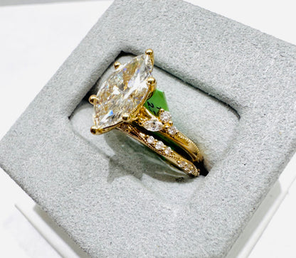 14K GOLD LAB GROWN DIAMOND BRIDAL SET VS 2.25CTW