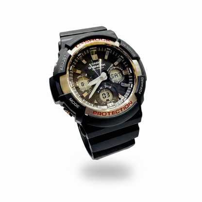 Men’s Casio G-Shock GAS-100 Silver Analog Digital Tough Solar Black strap Watch