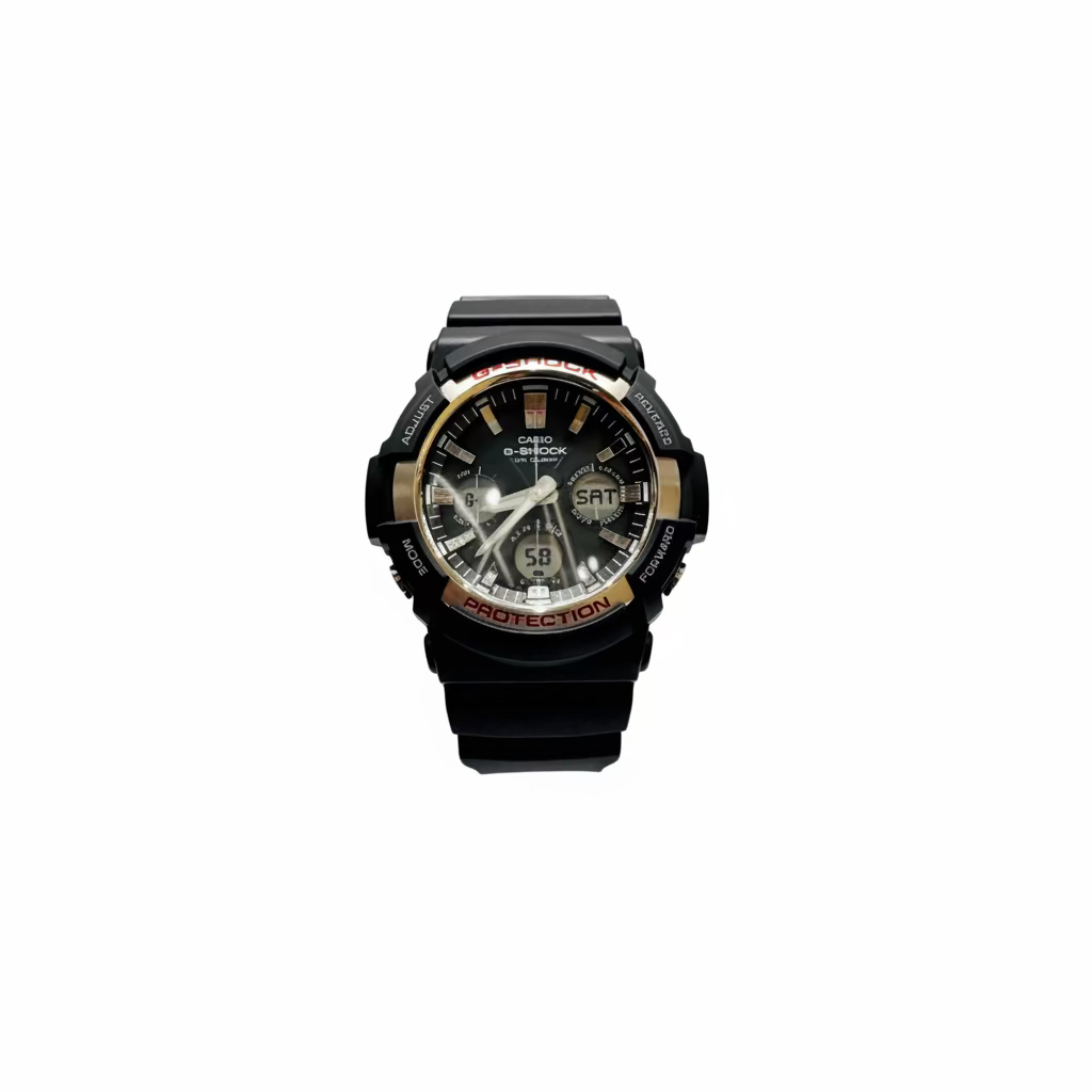 Men’s Casio G-Shock GAS-100 Silver Analog Digital Tough Solar Black strap Watch