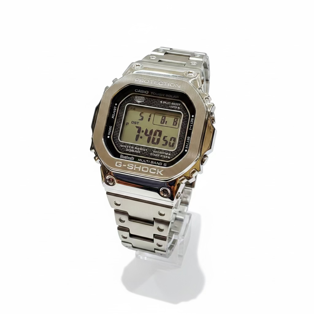 Men’s Casio G-Shock GMWB5000D-1 Digital Solar Stainless Steel Black Dial Watch