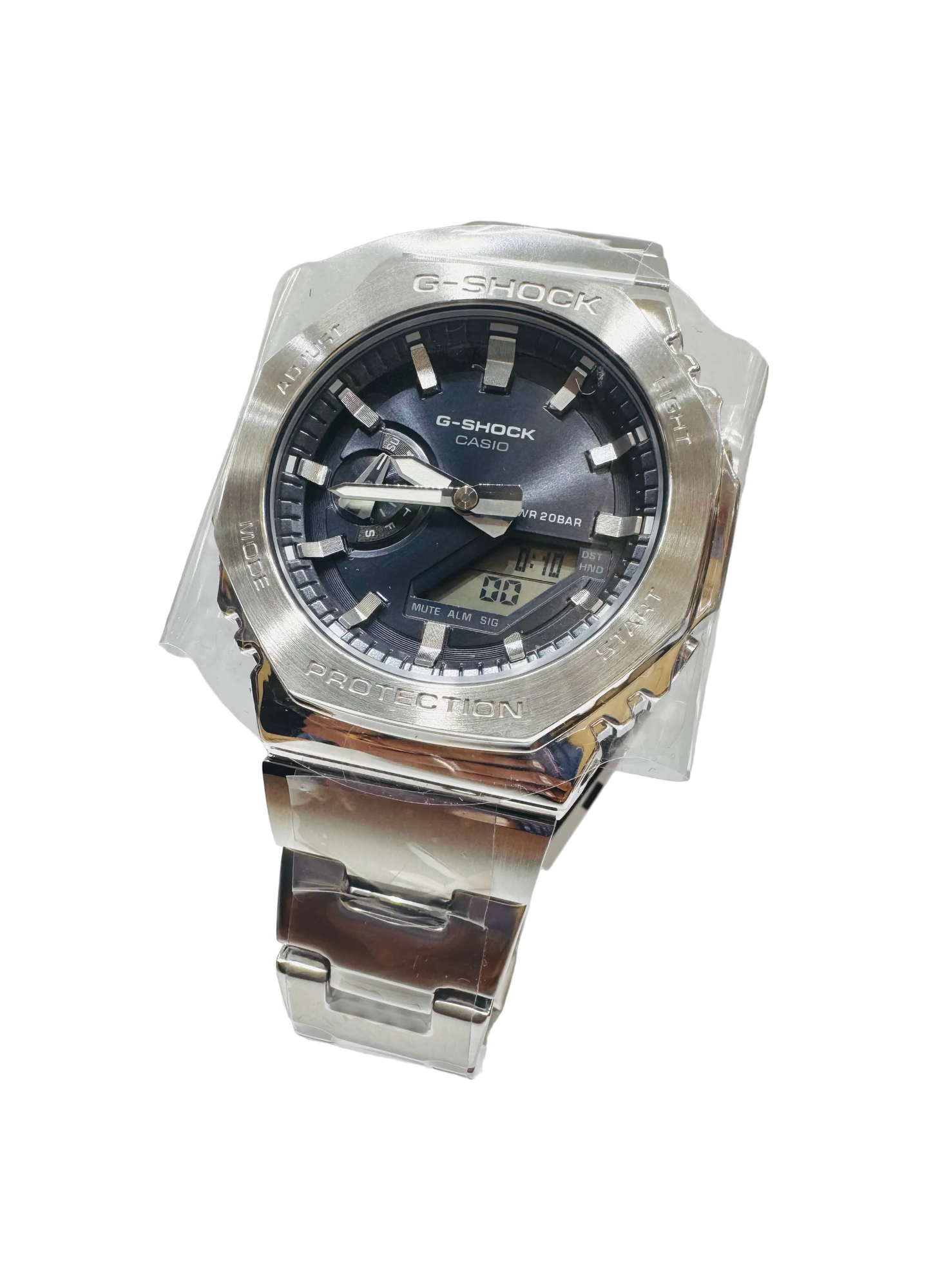 Casio G-Shock GM2110D-8A Stainless Steel Analog Digital Navy Blue Dial Watch