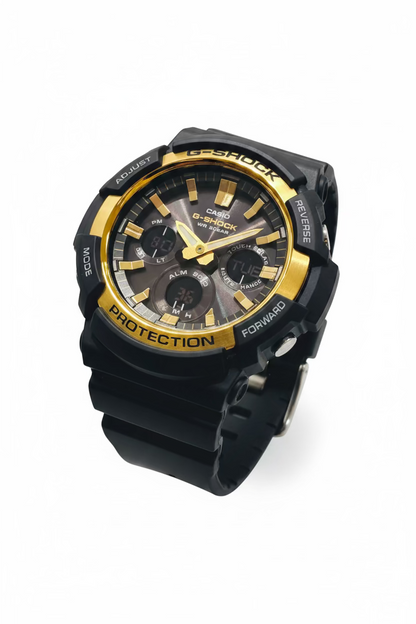 Men’s CASIO G-Shock GAS100G-1A Black & Gold color Analog Digital Tough Solar Watch