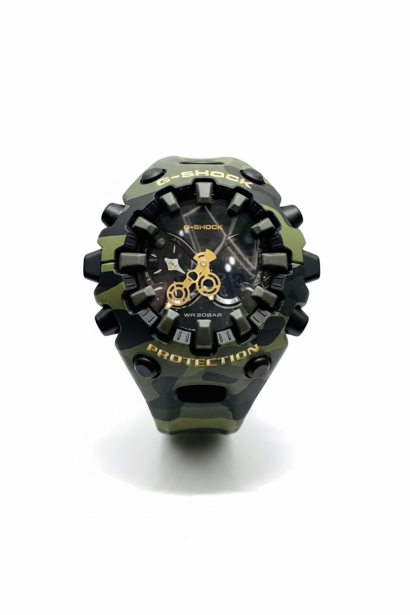 Men’s Casio G-Shock GAV01CMG-3A Green Bold Camo Gold Big case Analog Digital Watch