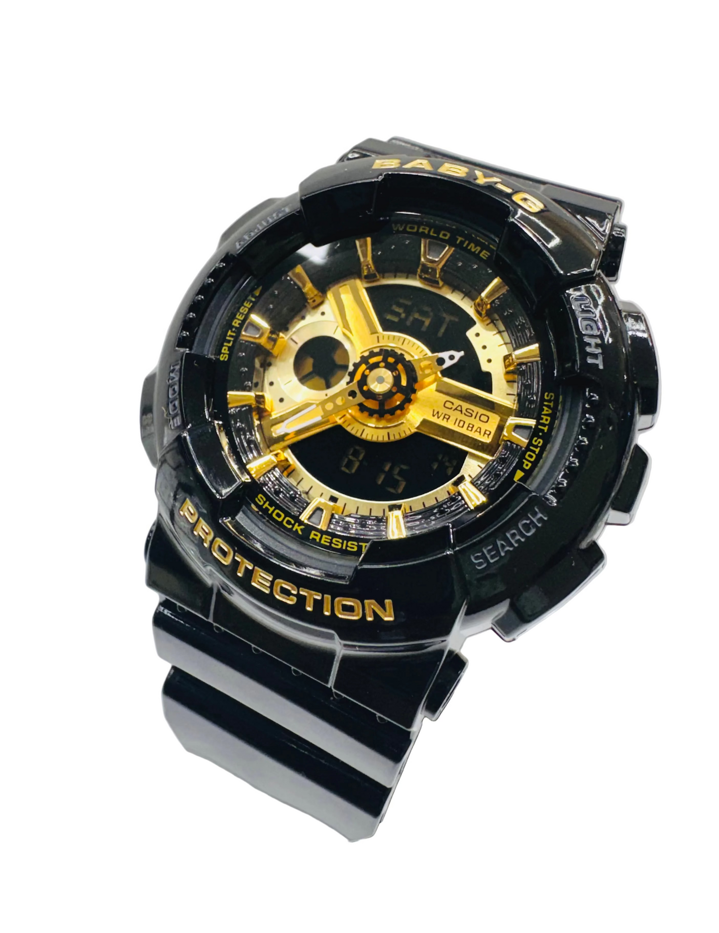 Casio BABY-G BA110-1A Digital Black with bold metallic gold analog Watch