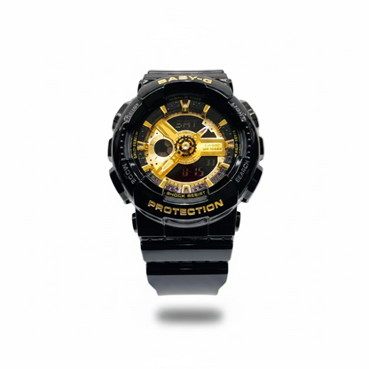 Casio BABY-G BA110-1A Digital Black with bold metallic gold analog Watch