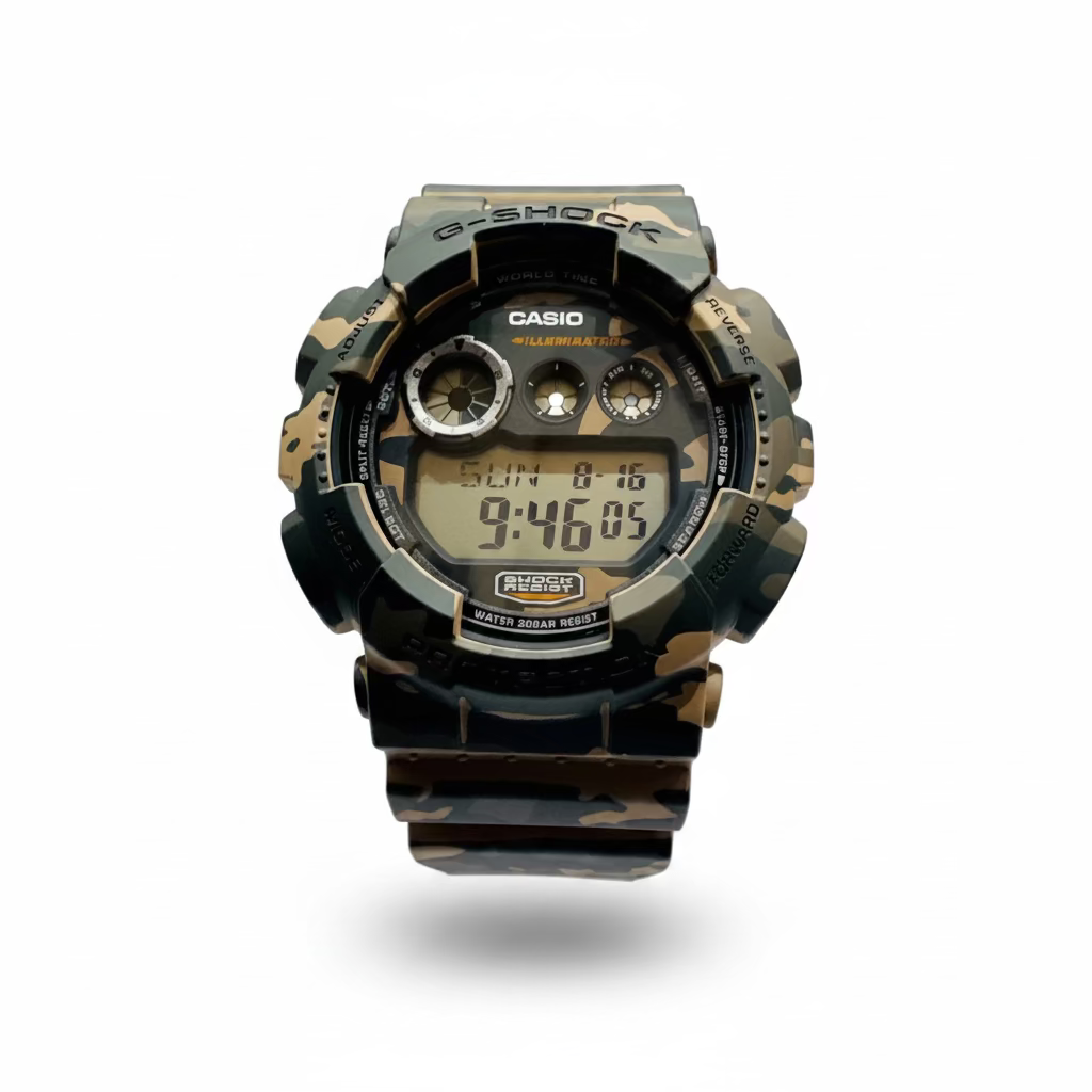 Casio G-Shock GD120CM-5 Rugged Digital Watch WoodlandBrown & Green Camouflage Resin Band