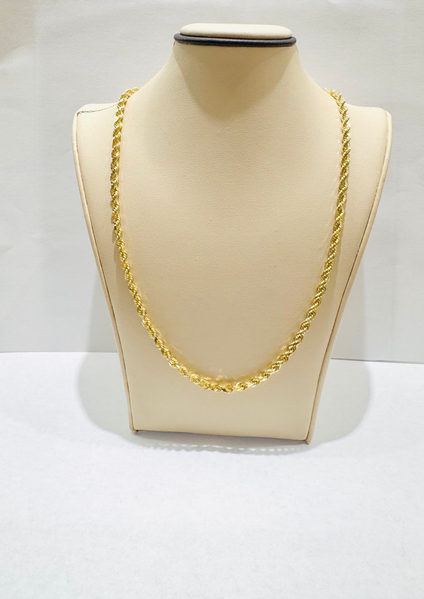 10K GOLD SOLID ROPE NECKLACE 22”, WEIGHT: 25gm, WIDTH: 3.3mm