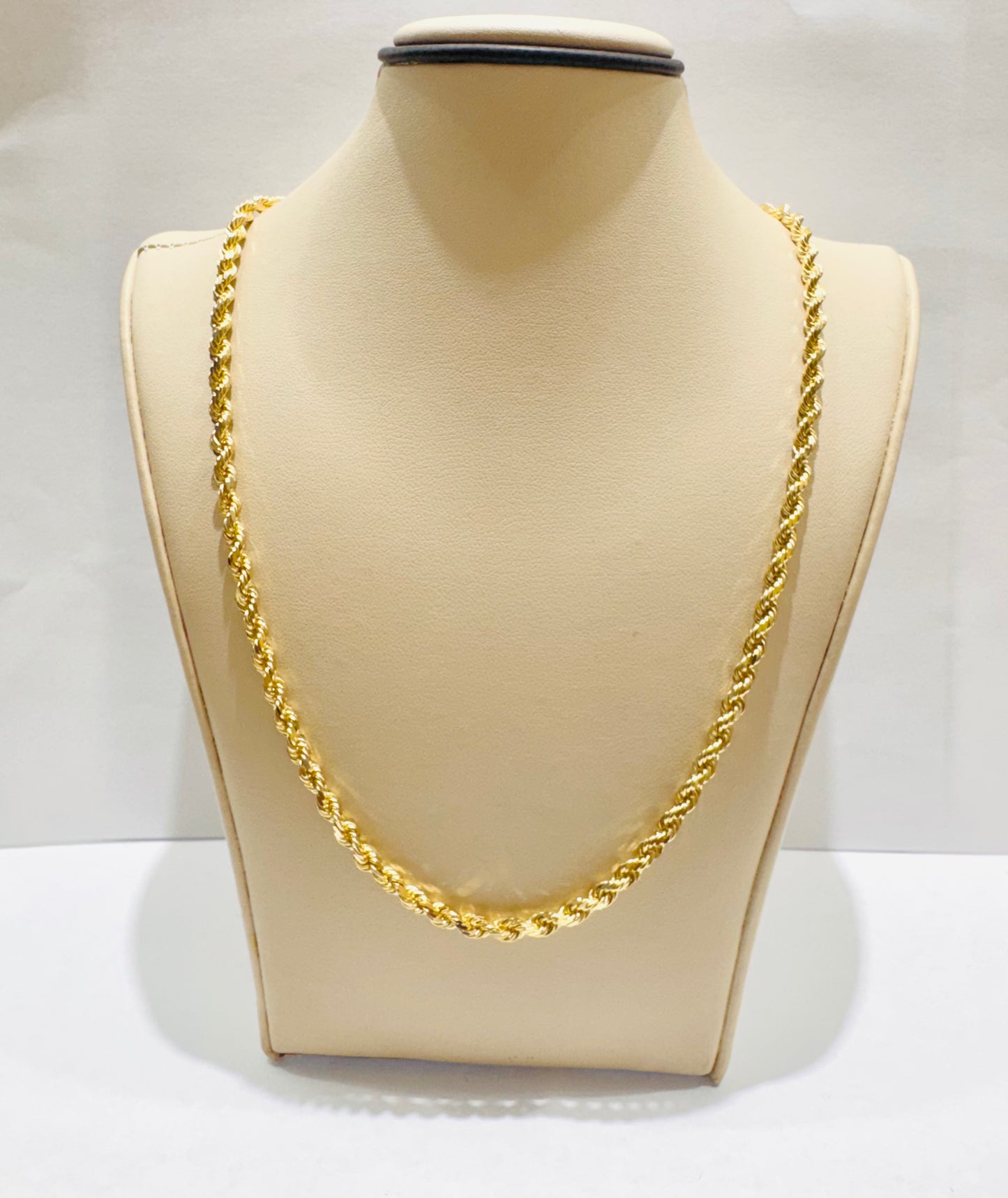 10K GOLD SOLID ROPE NECKLACE 18”, WEIGHT: 22gm, WIDTH: 3.6mm