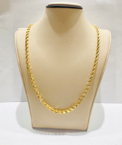 10K GOLD SOLID ROPE NECKLACE 18”, WEIGHT: 22gm, WIDTH: 3.6mm