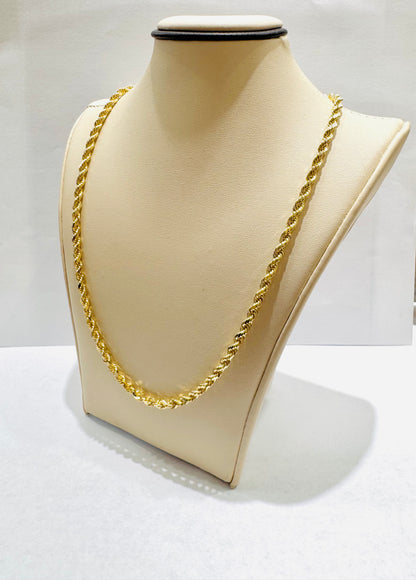 10K GOLD SOLID ROPE NECKLACE 18”, WEIGHT: 22gm, WIDTH: 3.6mm