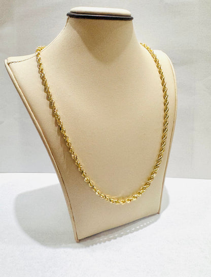 10K GOLD SOLID ROPE NECKLACE 18”, WEIGHT: 22gm, WIDTH: 3.6mm