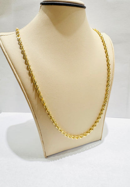 10K GOLD SOLID ROPE NECKLACE 18”, WEIGHT: 20.4gm, WIDTH: 3.3mm