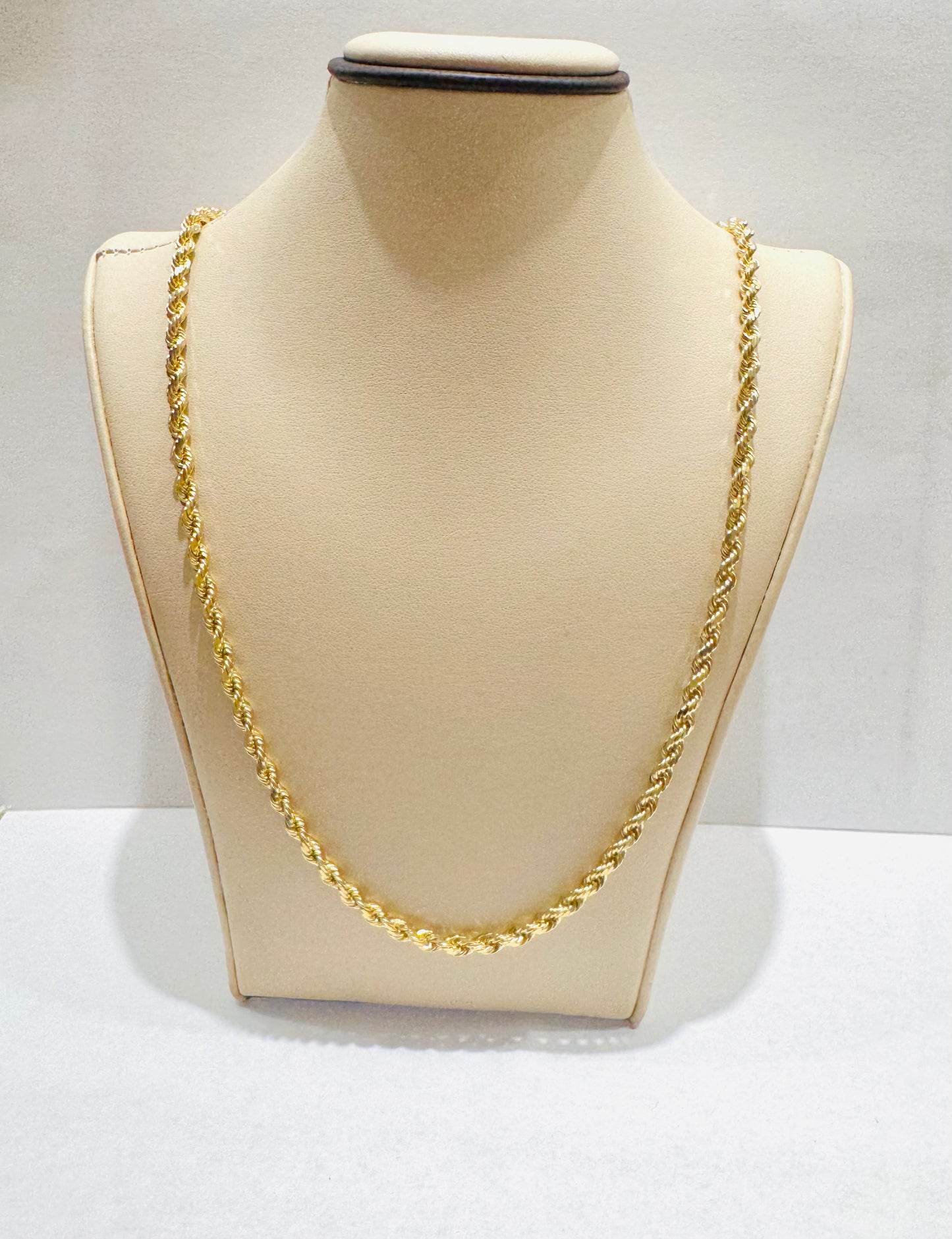 10K GOLD SOLID ROPE NECKLACE 18”, WEIGHT: 20.4gm, WIDTH: 3.3mm