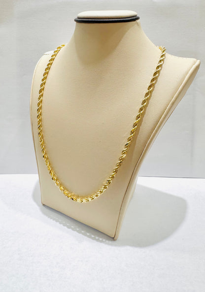 10K GOLD SOLID ROPE NECKLACE 22”, WEIGHT: 25gm, WIDTH: 3.3mm