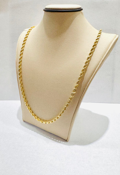 10K GOLD SOLID ROPE NECKLACE 18”, WEIGHT: 20.4gm, WIDTH: 3.3mm