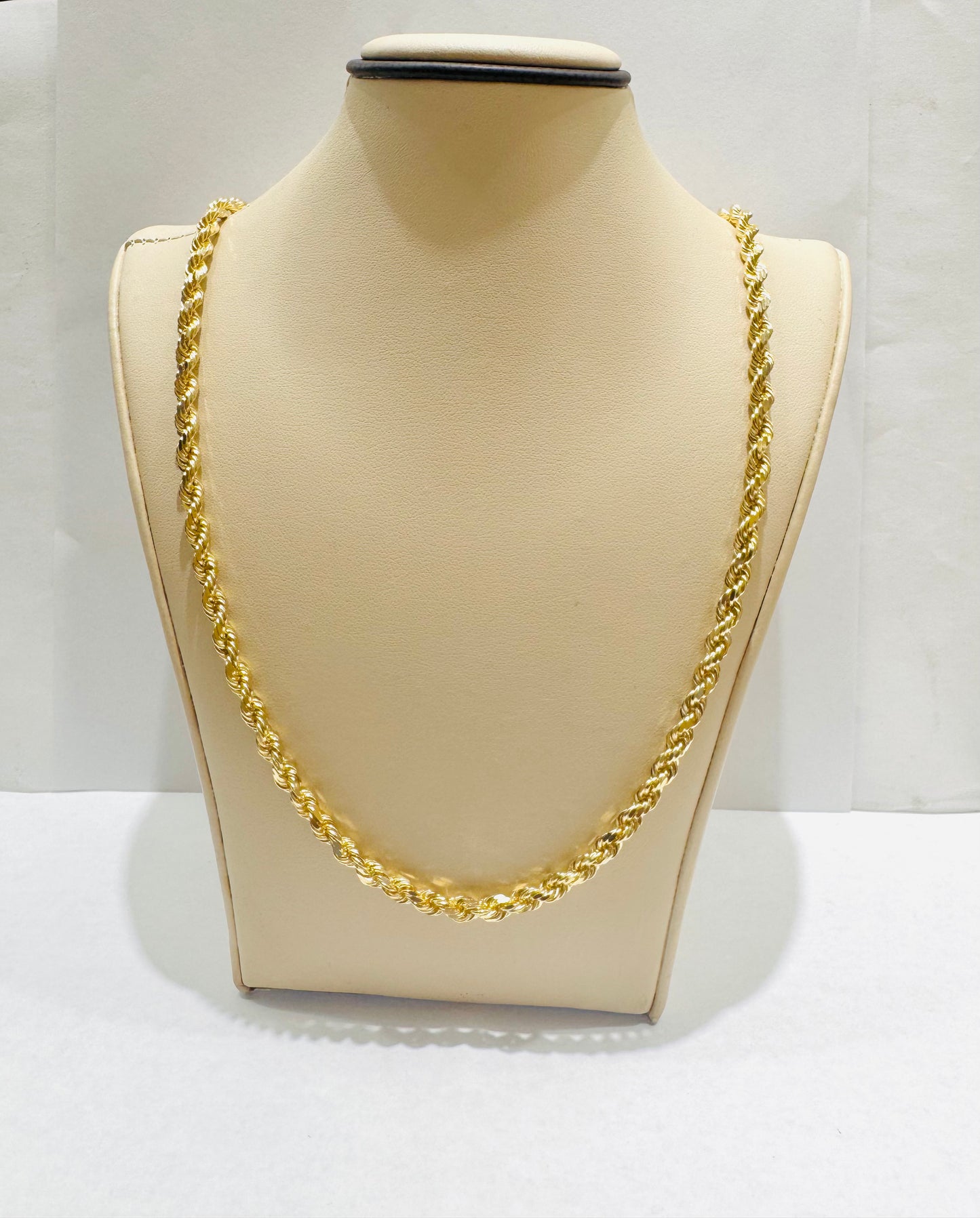 10K GOLD SOLID ROPE NECKLACE 24”, WEIGHT: 38.6gm, WIDTH: 4.3mm