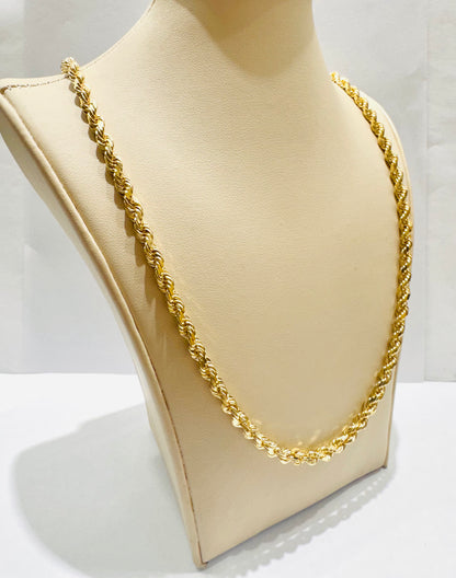 10K GOLD SOLID ROPE NECKLACE 24”, WEIGHT: 38.6gm, WIDTH: 4.3mm