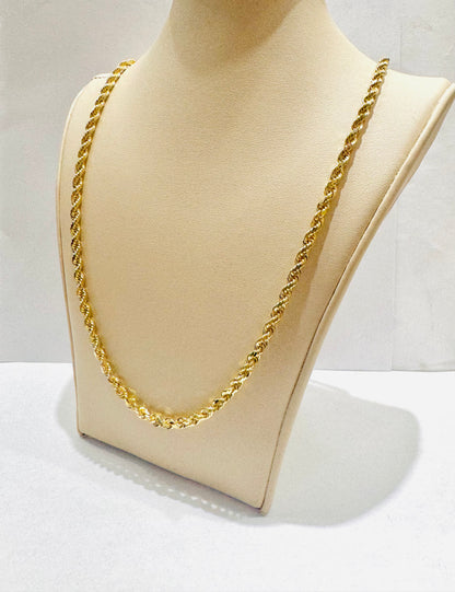 10K GOLD SOLID ROPE NECKLACE 24”, WEIGHT: 27.3gm, WIDTH: 3.2mm